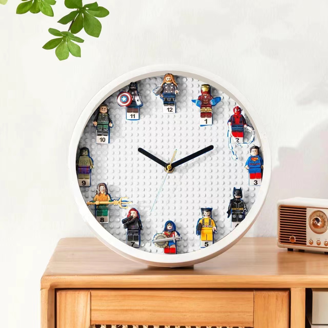MOC Creative Building Block Minifigure Clock Star Wars Marvel Iron Man Disney Creative Clock Decoration Collectible Gift