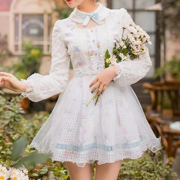 White Kawaii Spring Sweet Lolita Lace Dress SP178965