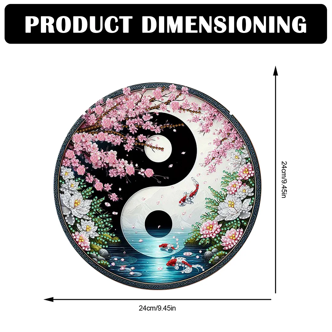 Fish Yin Yang 2D Flat DIY Diamond Painting Set Diamond Art Pendant Home Decor