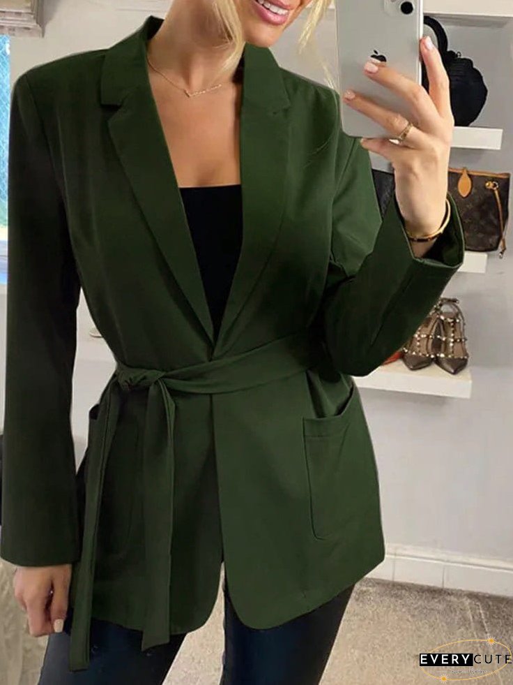 Solid Color Long Sleeve Blazer