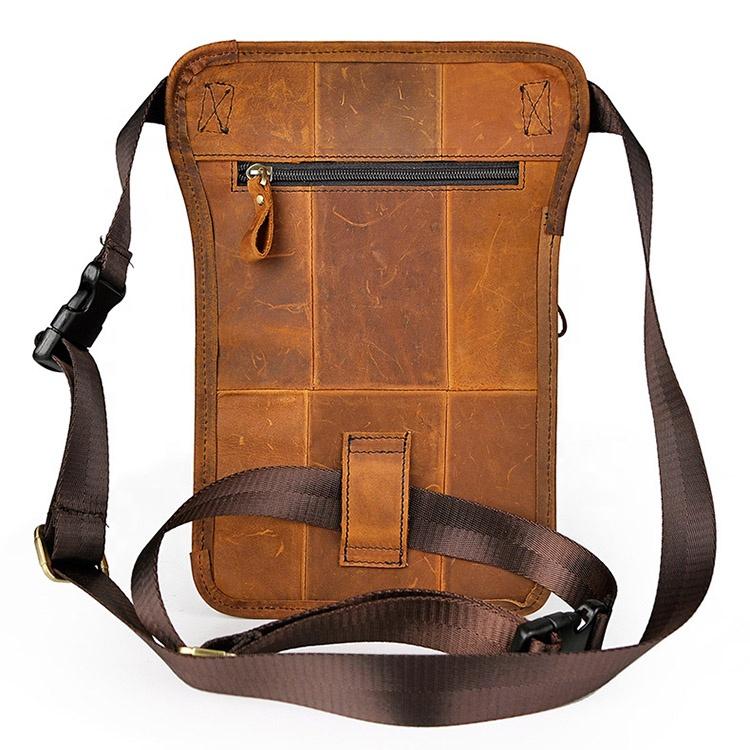 Original Leather Men Design Casual Messenger Shoulder Sling Bag Fashion Multifunction Waist Belt Pack Drop Leg Bag Pouch