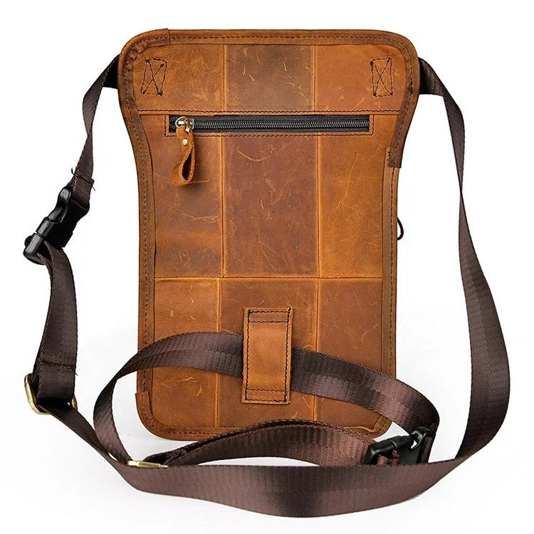 Original Leather Men Design Casual Messenger Shoulder Sling Bag Fashion Multifunction Waist Belt Pack Drop Leg Bag Pouch