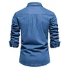 Men's No-iron Casual Solid Color Denim Long-sleeved Shirt