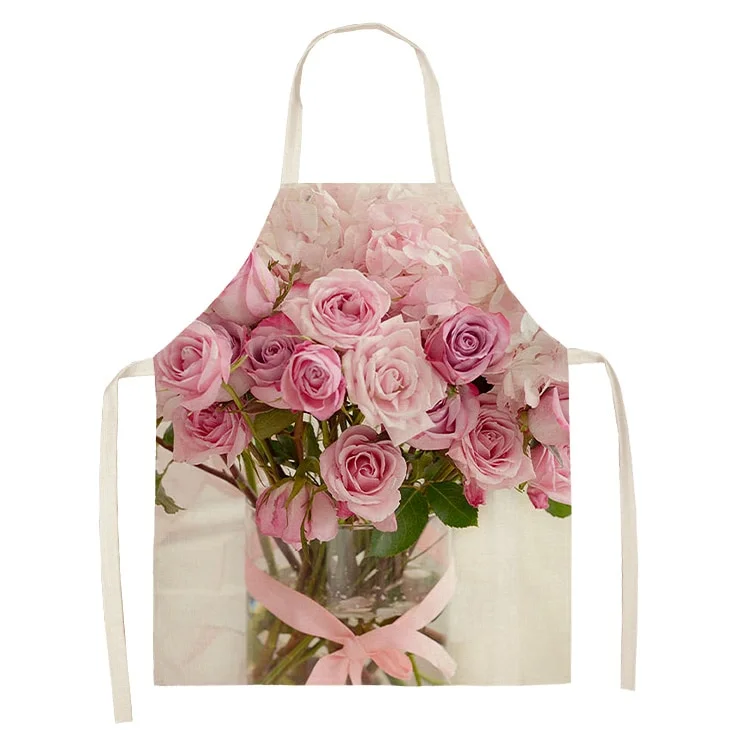 Linen Kitchen Apron - Flower letclo 