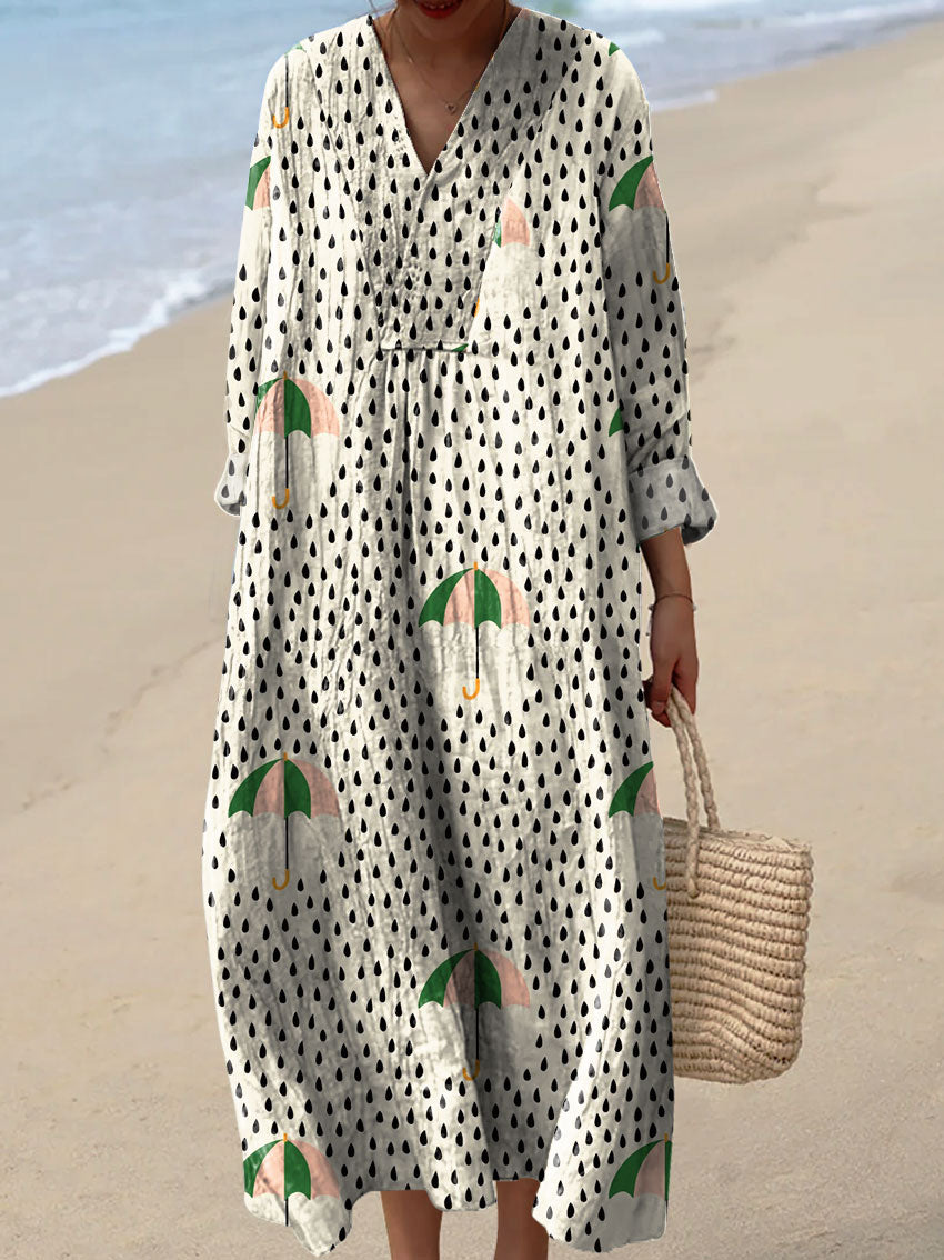 Women's Abstract Rainy Day Umbrella Art Print Dress