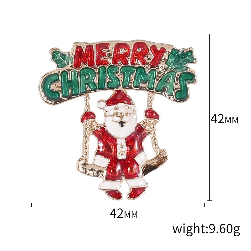 Cute Classic Style Pin Santa Claus Snowflake Elk Alloy Enamel Inlay Rhinestones Unisex Brooches