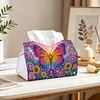(24cm)Diamond Art Tissue Box Cover DIY PU Desktop Organizer Large(Butterfly)