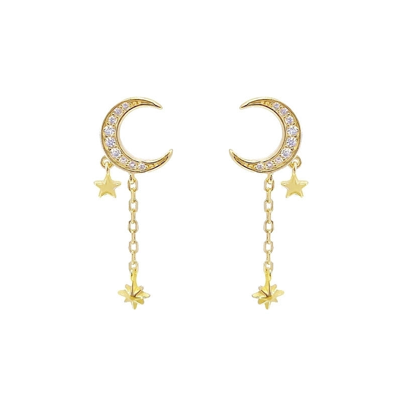 1 Pair Basic Modern Style Classic Style Geometric Star Moon Inlay Copper Zircon Drop Earrings