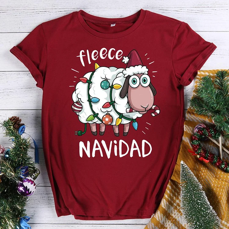 Feliz Navidad Sheep Fleece Funny Christmas T-Shirt-07818