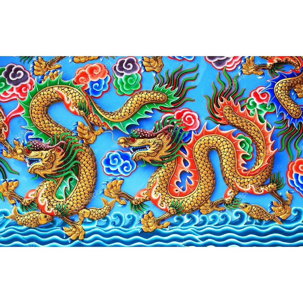 

40*60CM - Round Drill Diamond Painting - Chinese Dragon, 501 Original
