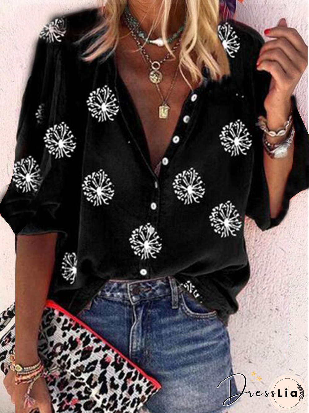 Short Sleeve Boho Floral-Print Blouse