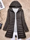 Women's plus size curvy down jacket pocket plain casual everyday long sleeve hoodie