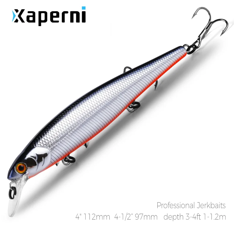 Xaperni  4" 112mm 4-1/2” 97mm depth 3-4ft 1-1.2m fishing lures hard bait 10color for choose minnow quality professional minnow