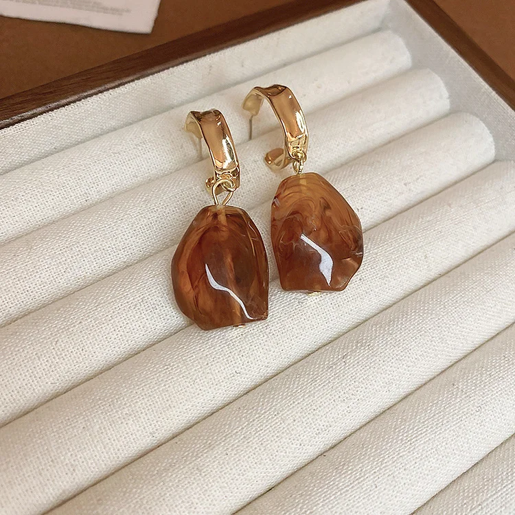 Maillard Silver Needle Geometric Irregular Heart Earrings