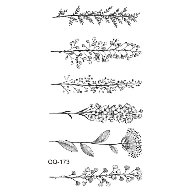 Waterproof Temporary Tattoo Stickers Black Somnus Flower Plant Small Size Tatto Flash Tatoo Fake Tattoos for Man Kid Girl Women