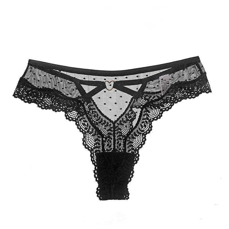 Sexy Lace String Transparent Panties Women Lingerie Back Heart Cute Thong Seamless Briefs Fashion Underwear Women Tangas