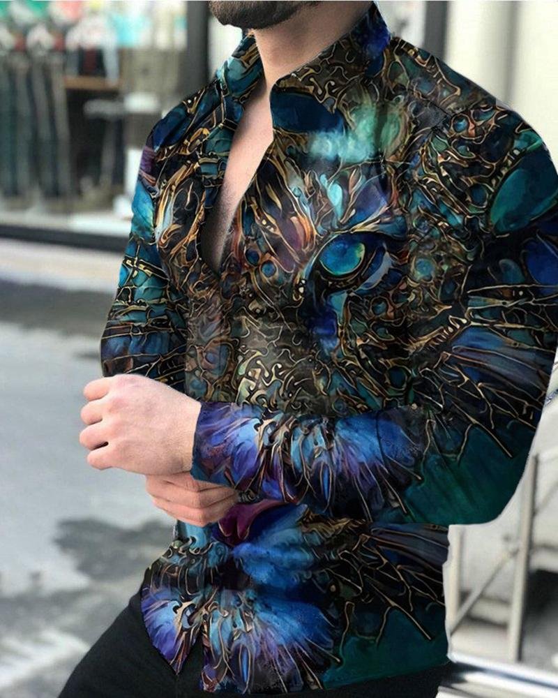 Men's Casual Printed Long-Sleeved Shirt27