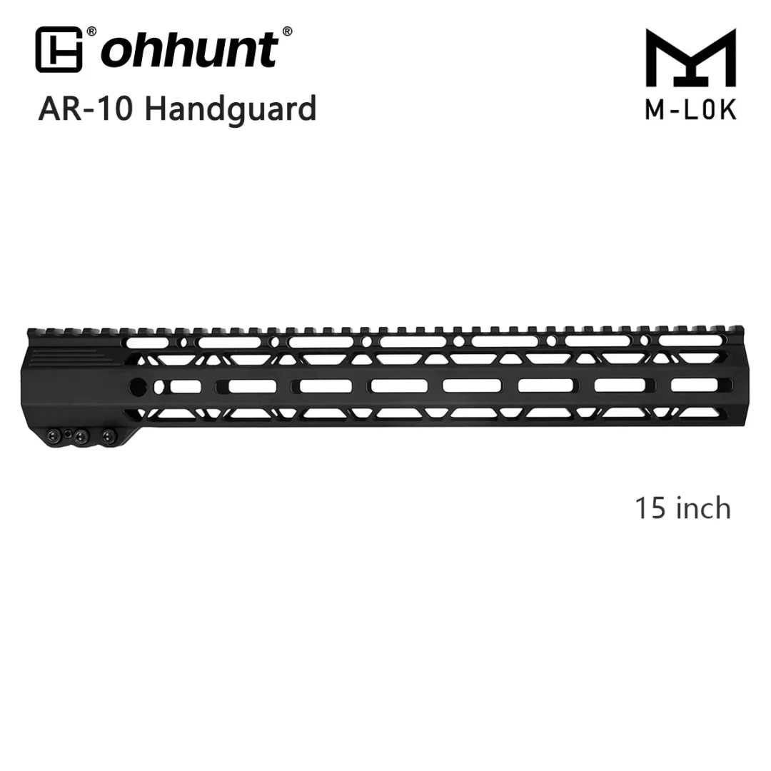 ohhunt® AR10 Free Float Handguard Light & Slim Desigh with Steel Barrel Nut 12" 15" 17"