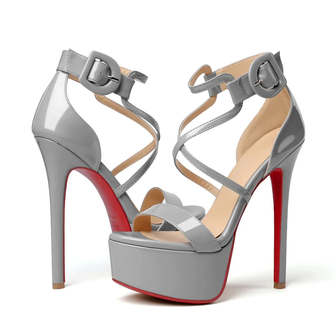 150mm Open Toe Platform Sandals Ankle Strap High Heel Red Bottom Summer Shoes for Women-MERUMOTE