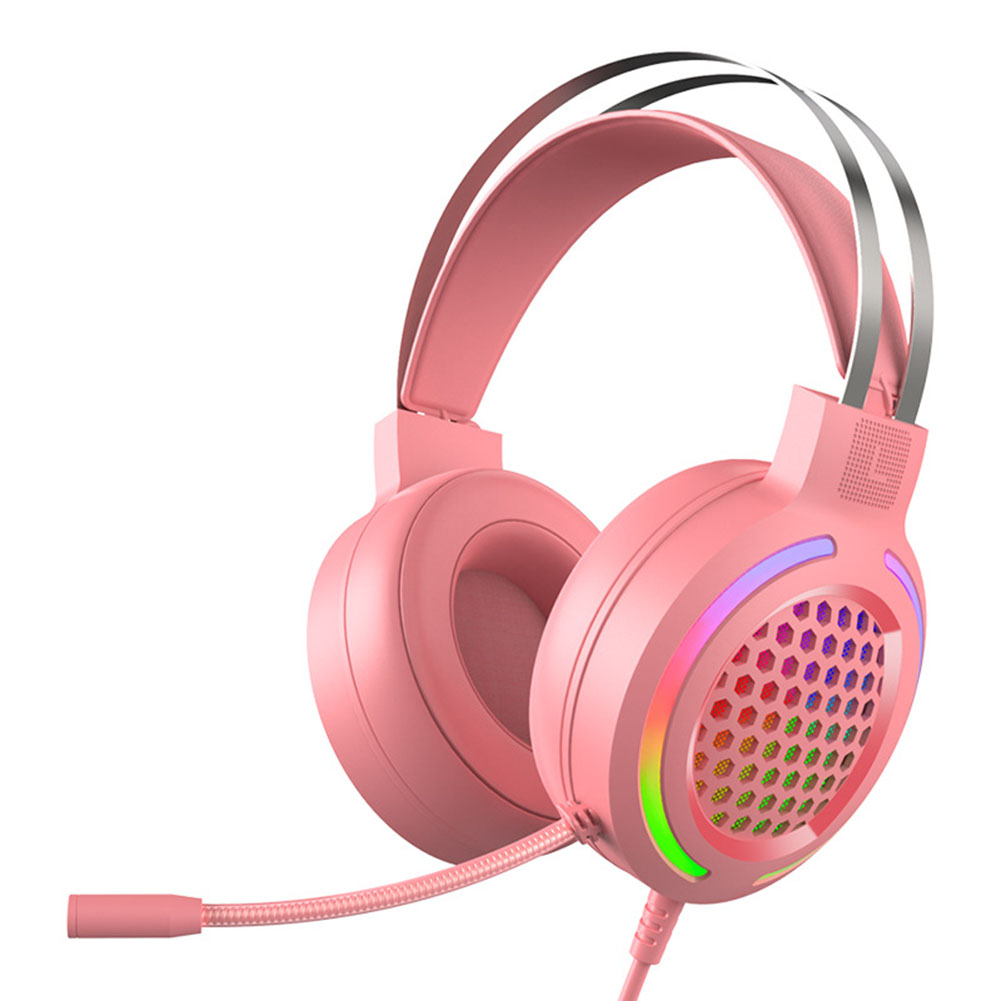 

M12 USB7.1 RGB Light Wired Over-ear Headphone Gaming Earphones with Mic (Pink, 501 Original