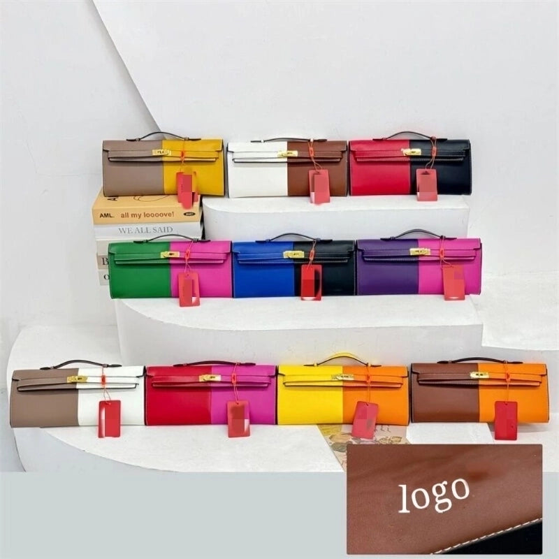 Women's Medium Pu Leather Color Block Vintage Style Classic Style Square Lock Clasp Handbag