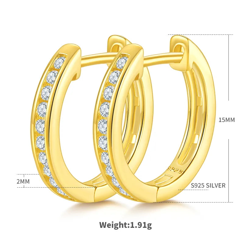 1 Piece 1 Pair 0.22ct Round Brilliant 18K Gold Plated Moissanite VVS1-VVS2 FDJZ-056-Moissanite Round Earrings Colorless(DEF)