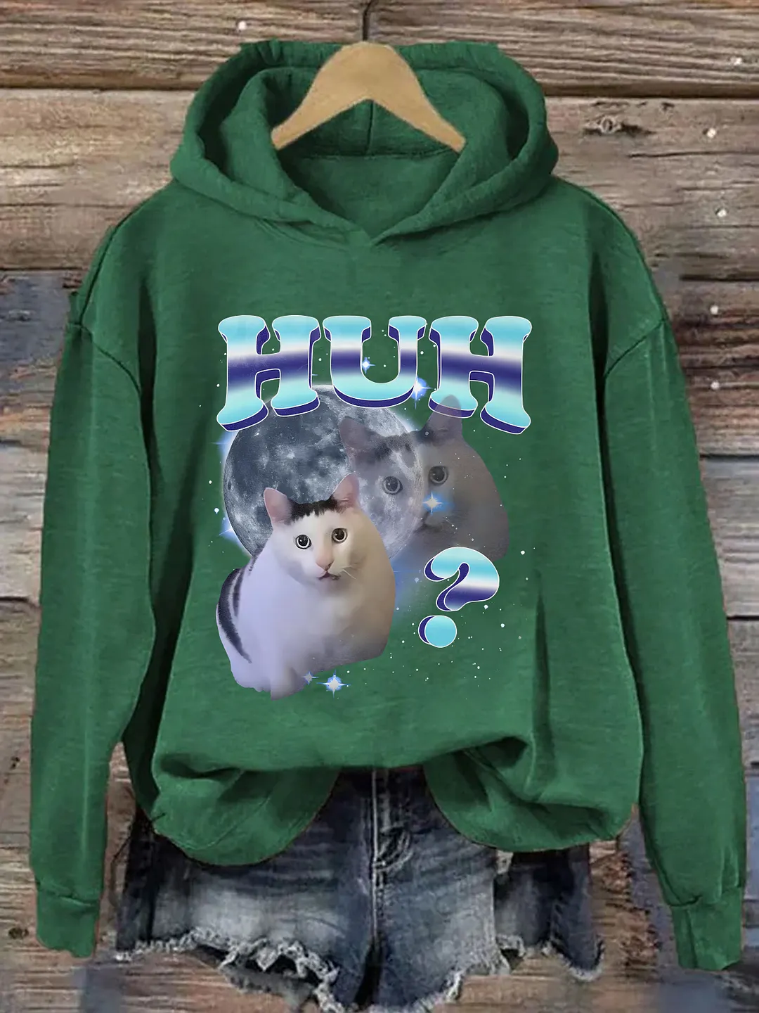 HUH Funny Cat Meme Hoodie