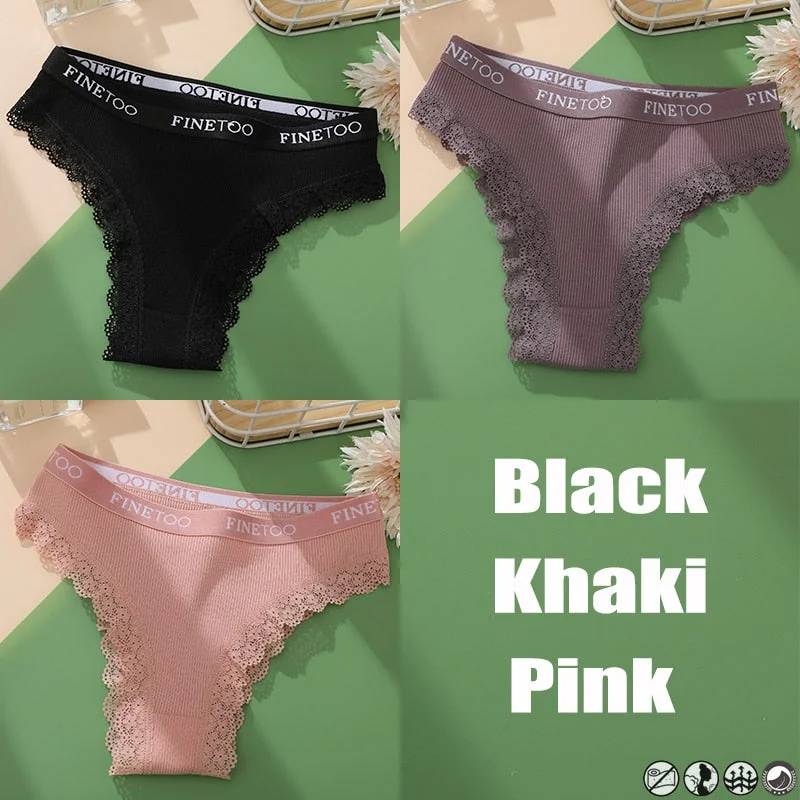 3PCS/Set Cotton Panties Brazilian Style Women Underwear Lace Sexy Lingerie for Female Underpants Thong Panties Briefs Intimates