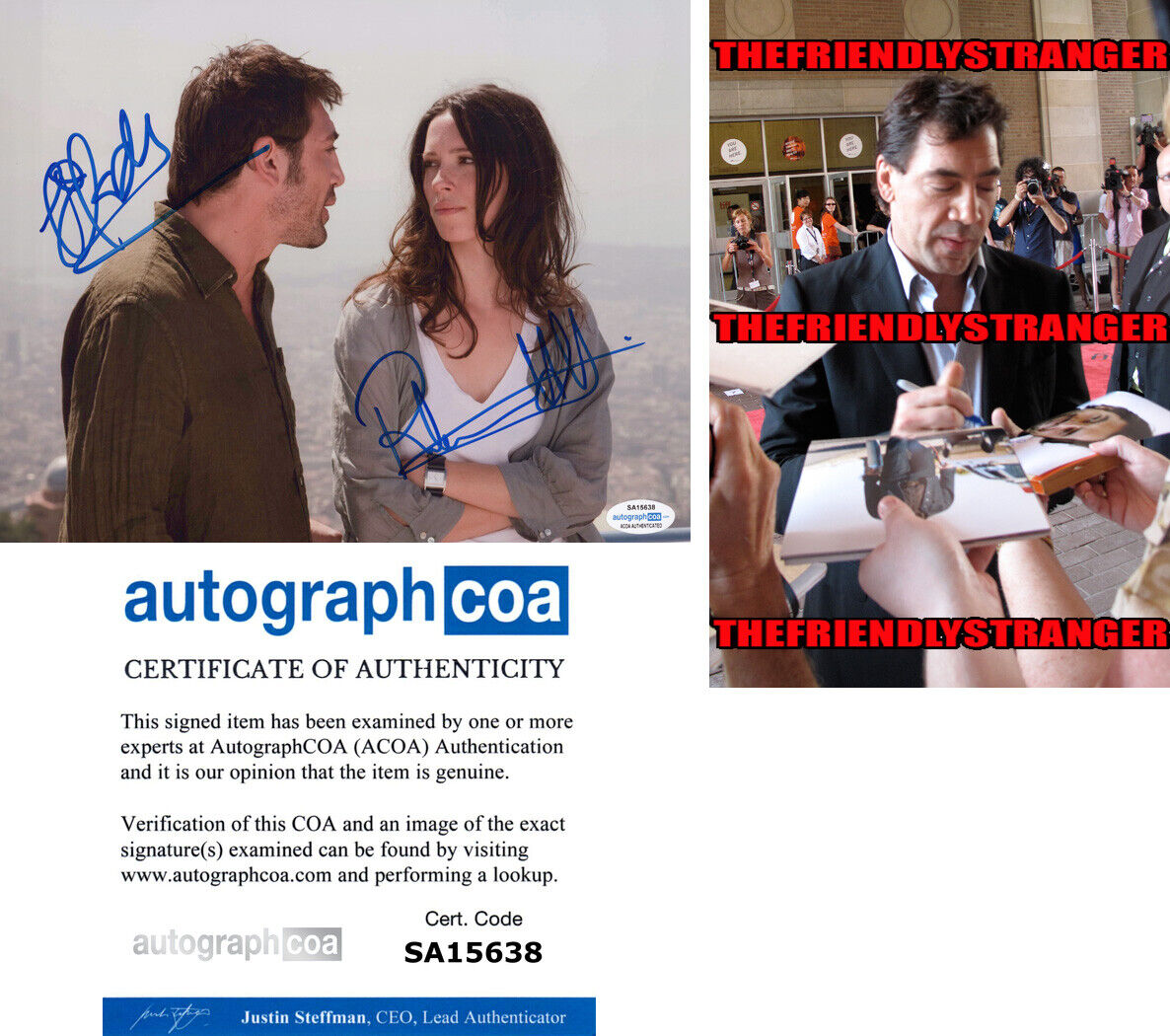 JAVIER BARDEM & REBECCA HALL signed VICKY CRISTINA BARCELONA 8X10 Photo Poster painting ACOA COA