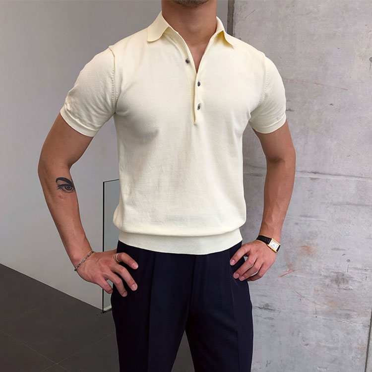 Gentleman Summer Casual Plain Knitted Polo Shirt-Compassnice®