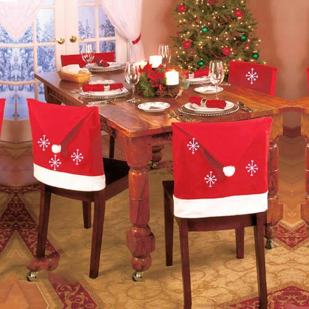 

1pc Santa Claus Cap Chair Cover Christmas Dinner Table Red Hat Chair Cover, 501 Original