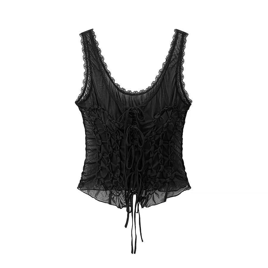 Nigikala Nigikala Women's Clothing INS Net Red Pop Sexy Hot Girl Bow Ornament Folding Top