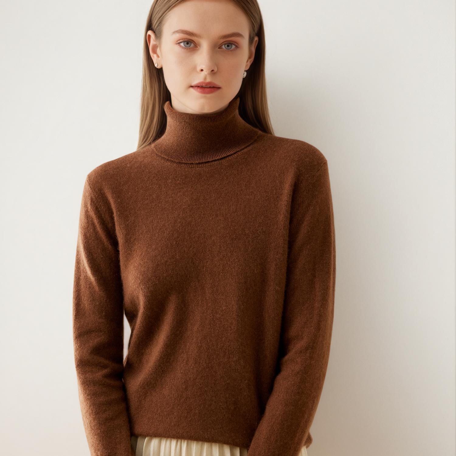 Women's Cashmere Turtleneck Sweater Warm & Chic Winter Design REAL SILK LIFE