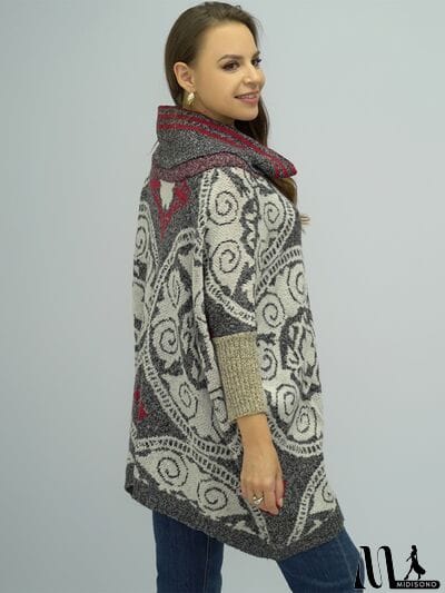 MidiSono - Turtleneck Dropped Shoulder Batwing Sleeve Sweater