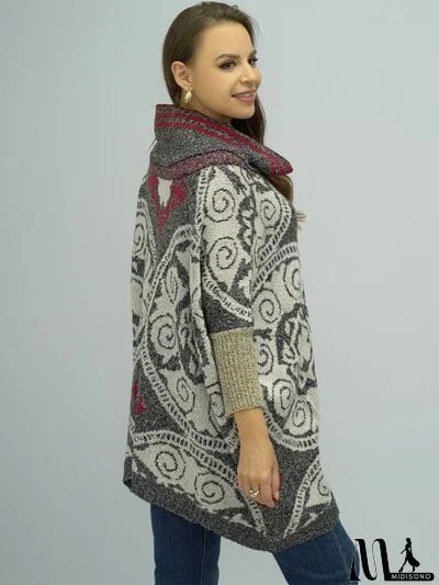 MidiSono - Turtleneck Dropped Shoulder Batwing Sleeve Sweater