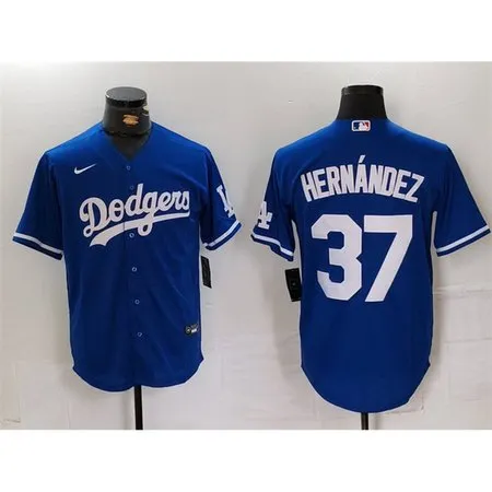 Men's Los Angeles Dodgers #37 Teoscar Hernandez Blue Cool Base Stitched Baseball Jersey FAXF
