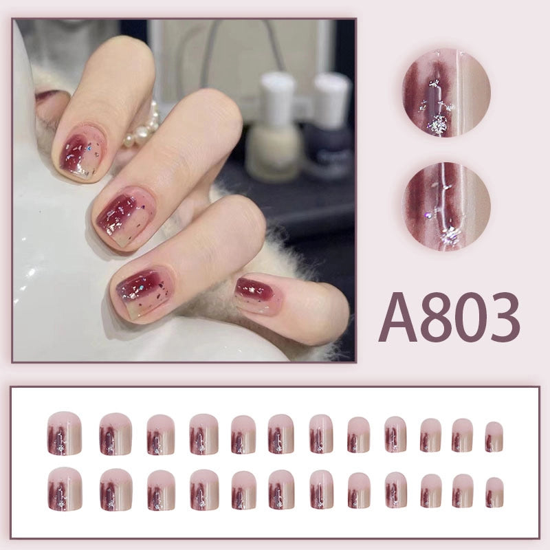 New Popular Simple Wearable Nail Patch 24 Pieces Boxed Pure Desire Style High Sense Factory Direct Sales