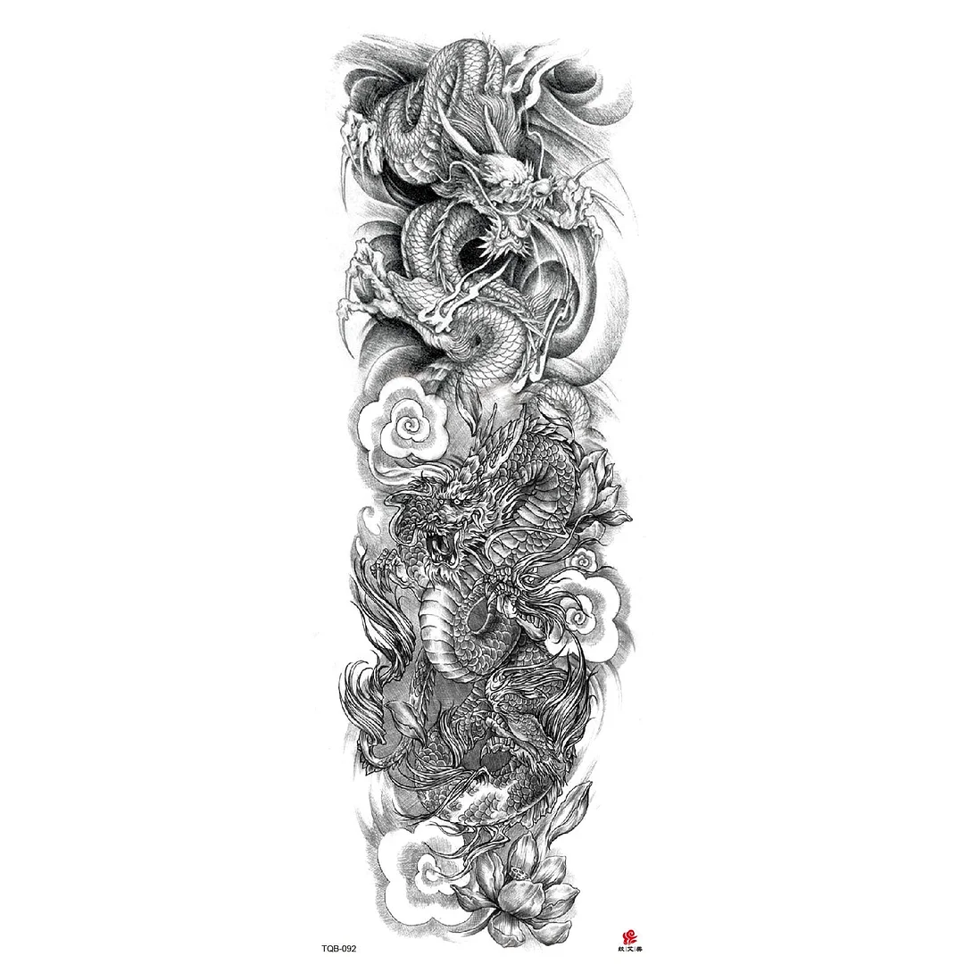 Full Arm Temporary Tattoos Sleeve for Men Women Realistic Fake Tatoo Warrior Lion Mechanical Skull Wolf Rose Tatto Sticker Totem
