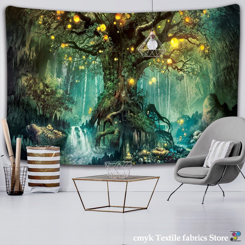 Wishing Trees 3D Print Tapestry Wall Hanging Psychedelic Decorative Wall Carpet Bed Sheet Bohemian Hippie Ancient Trees