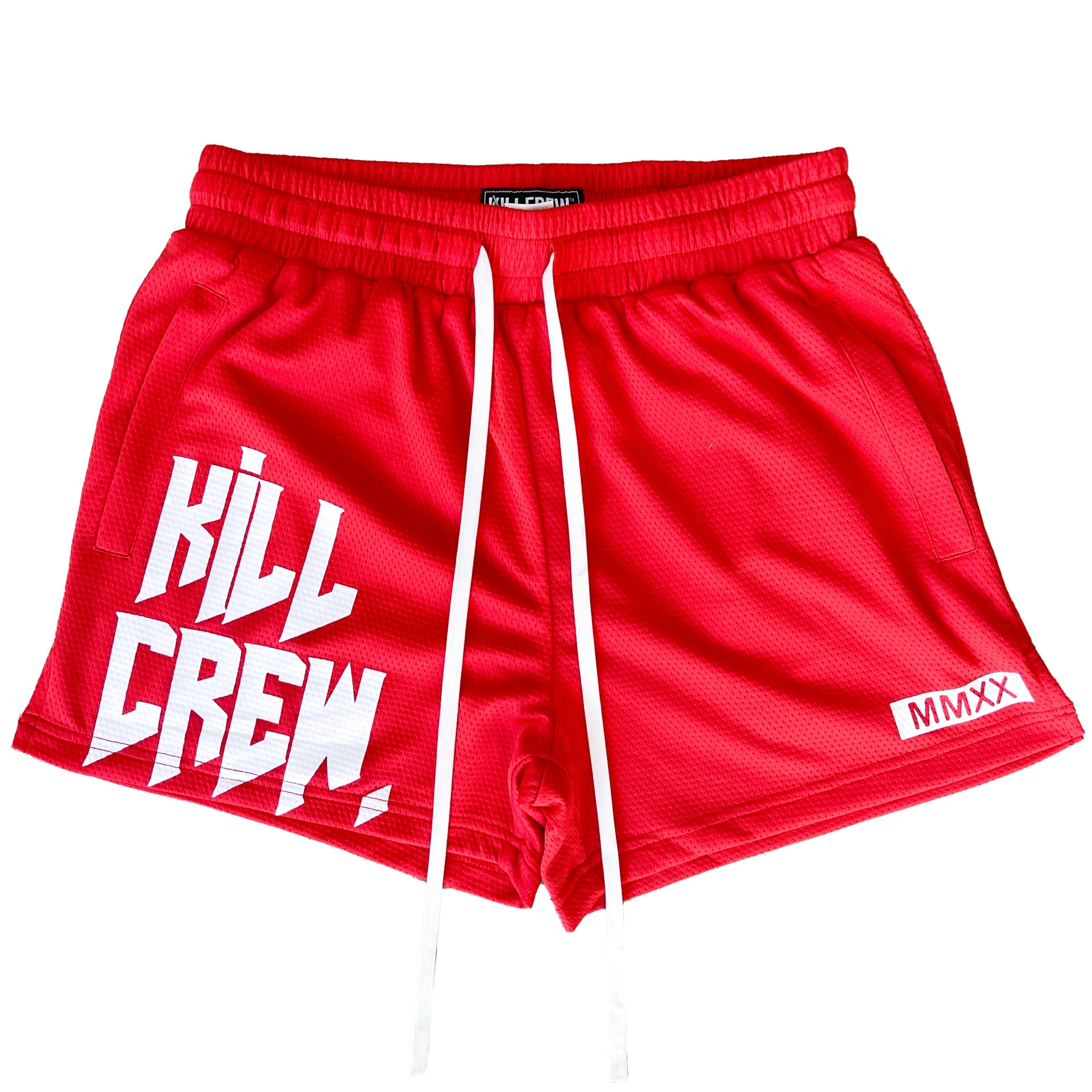 VETROSE® MUAY THAI SHORTS (MID THIGH CUT) - RED / WHITE 7.74 Kill Crew