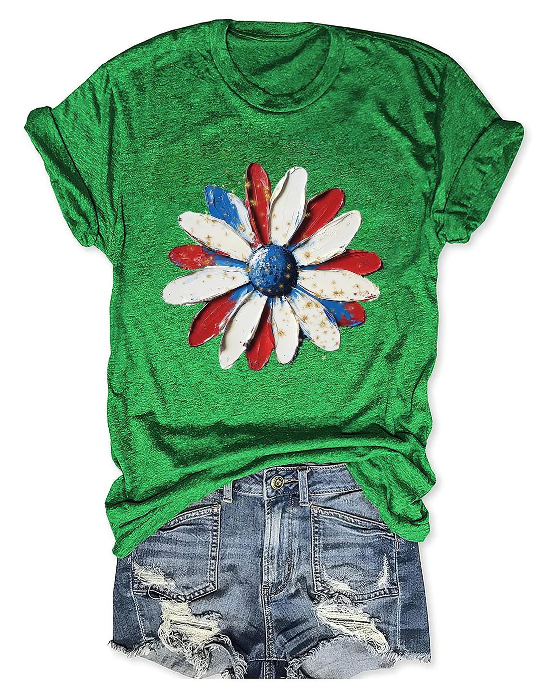 Patriotic Painted Daisy Handpainted T-shirt