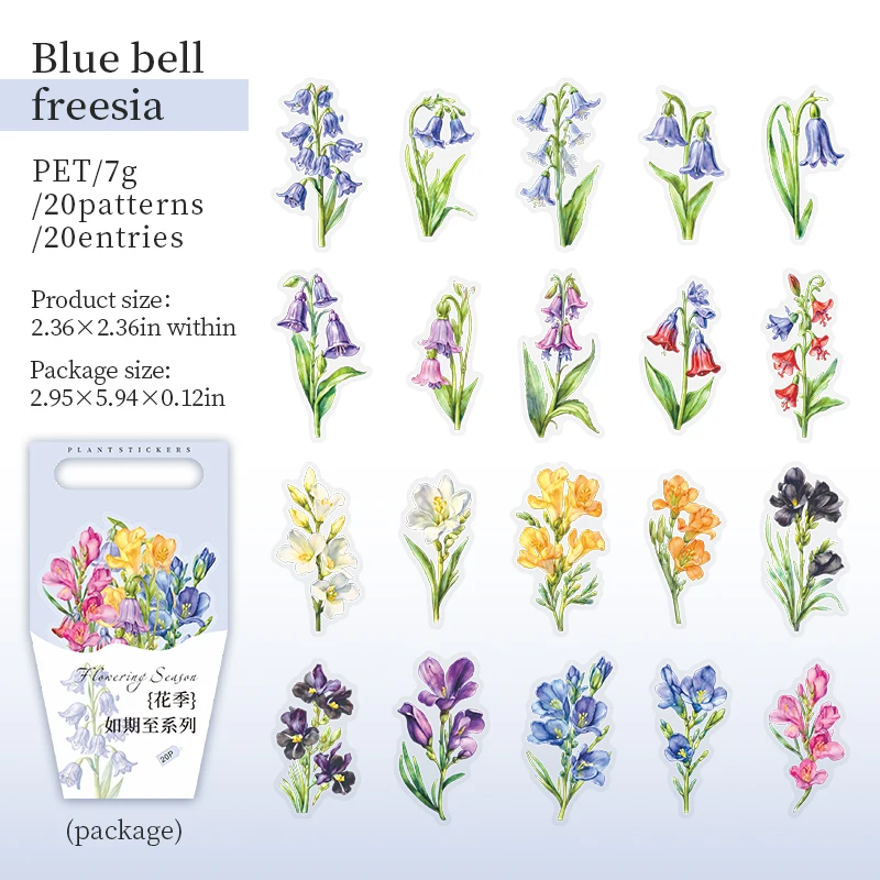 Journalsay Flower Season Series Vintage Strip Plant Floral Landscaping PET Sticker 