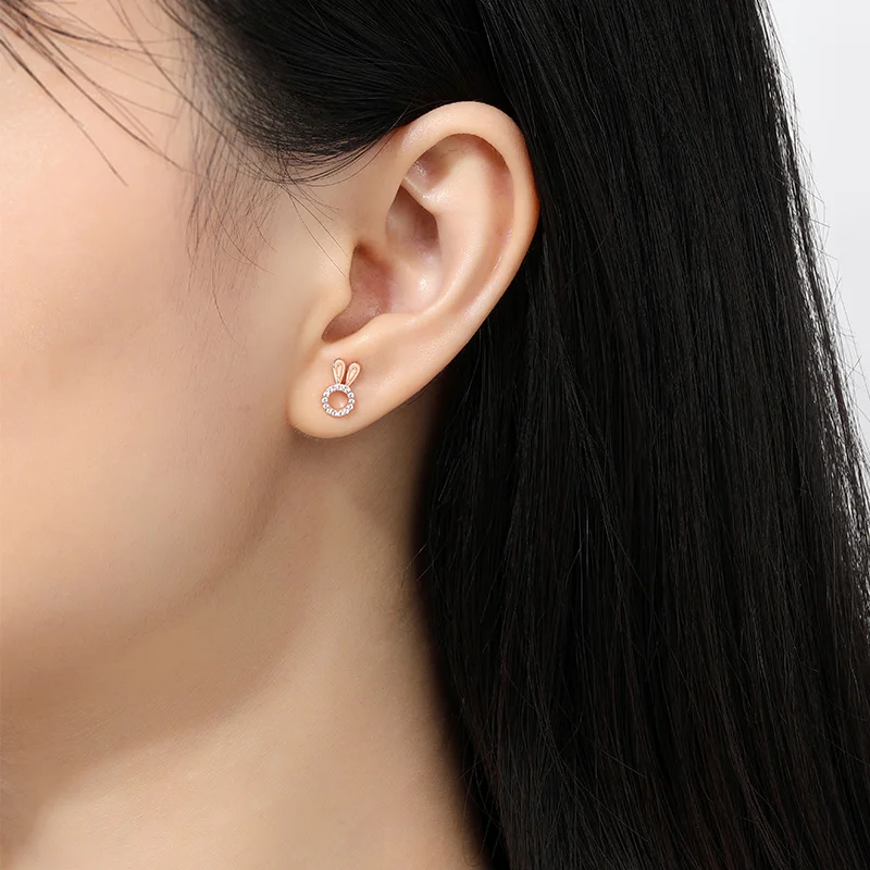 Mewaii® Rabbit Ears And Radish Shaped Zircons Earring Silver Jewelry S925 Sterling Silver Earring
