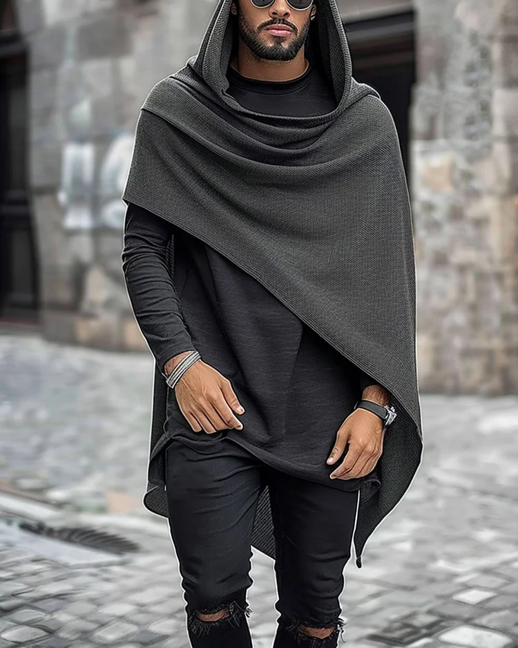 Men's Casual Irregular Hooded Cape