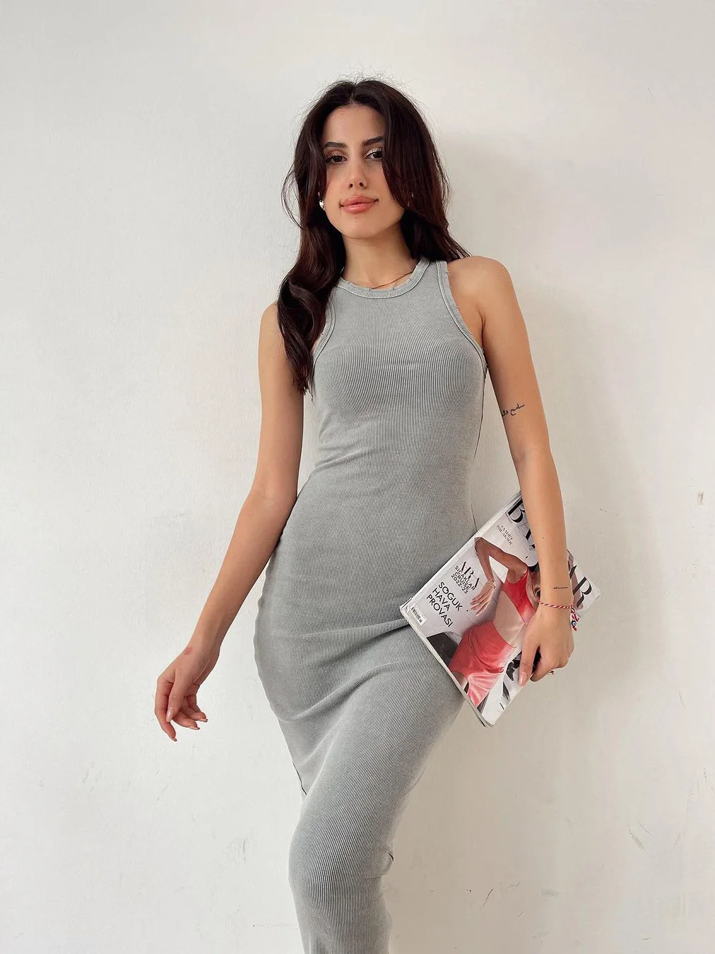 Athvotar Athvotar Rib-Dress Dress Body-Body-Skinny Vest Sleeveless One-Step Skirt Babes