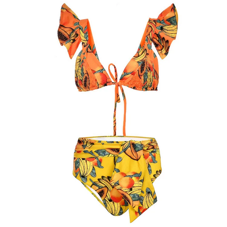 Flaxmaker Papaya Printed Bikini Swimsuit