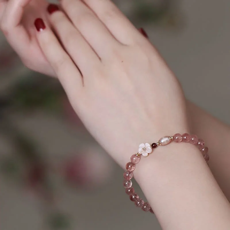 Strawberry Quartz Peach Blossom Love Bracelet