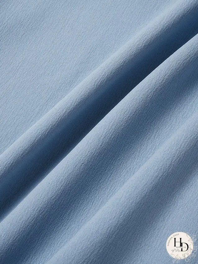 Casual Dress Shift Dress Midi Dress Blue Green Short Sleeve Pure Color Ruched Fall Spring Summer Crew Neck Basic Daily Weekend Loose Fit S M L XL XXL 3XL 4XL 5XL for Women