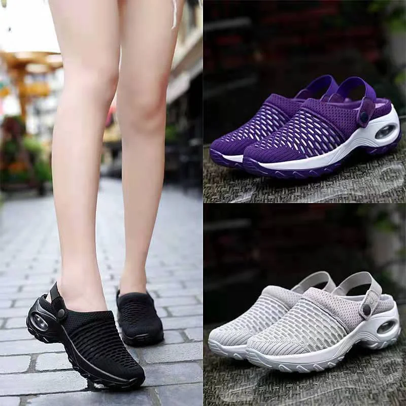 Yyvonne New Large-Size Mesh Women's Shoes Spring And Summer Daily Sandals One Foot And Half Drag Mother Shoes Air Cushion Women's Shoes