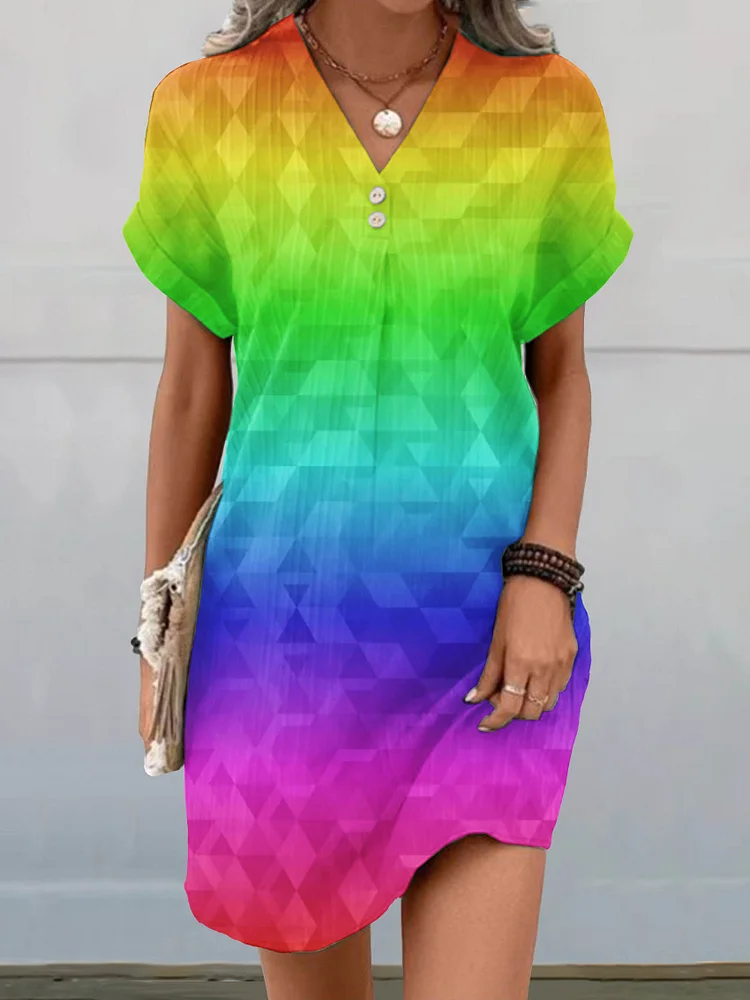 Women's Rainbow Gradient Lgbt Art Pattern Print Dress